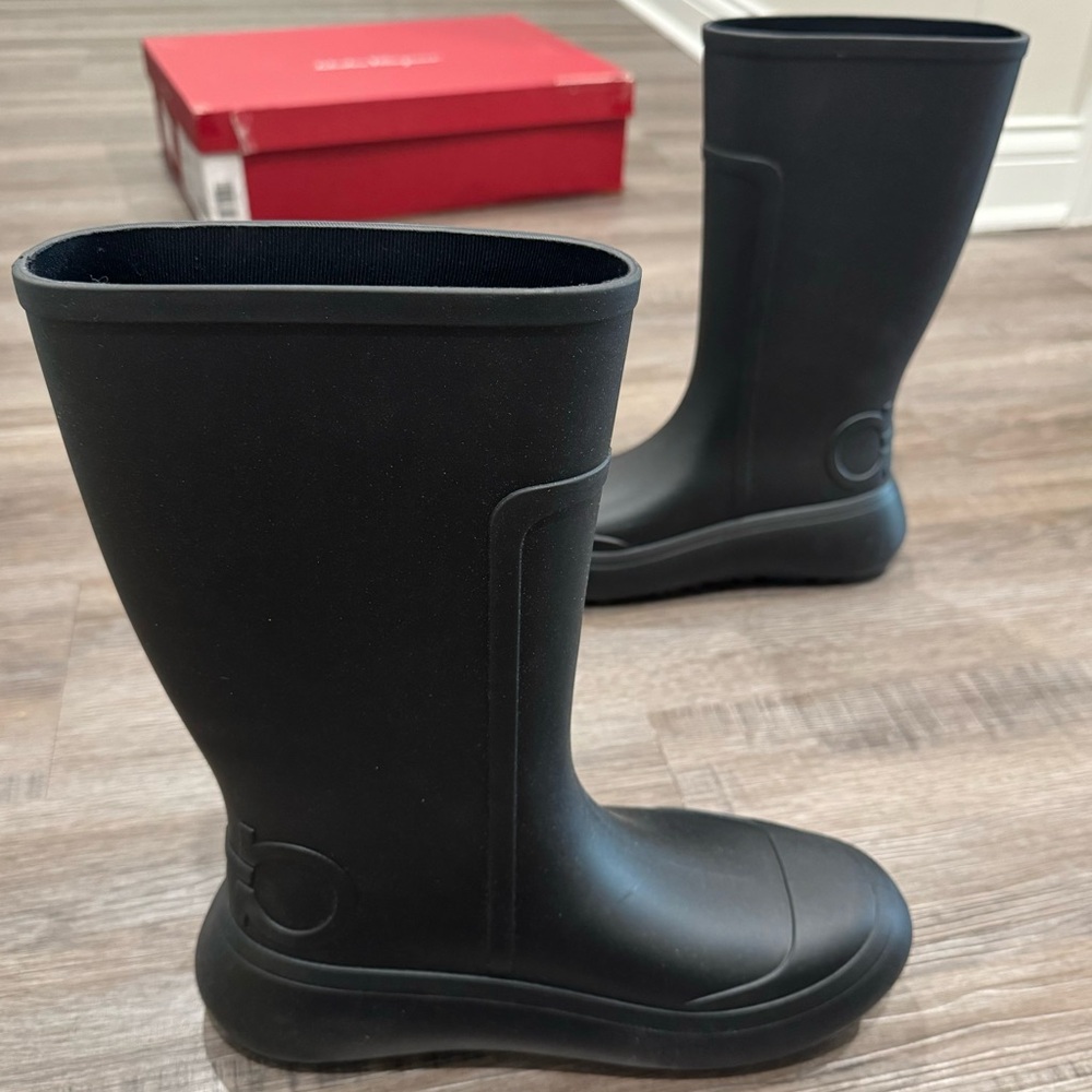 Salvatore Ferragamo Gancini Logo Rubber Rainboots Rain Boot